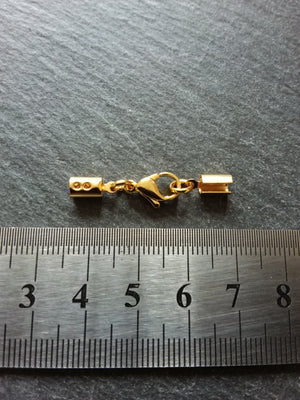3 or 15 Gold Stainless Steel Crimp End Sets for 3mm to 3.5mm Cord Necklaces & Bracelets