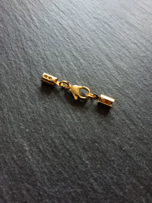 3 or 15 Gold Stainless Steel Crimp End Sets for 3mm to 3.5mm Cord Necklaces & Bracelets