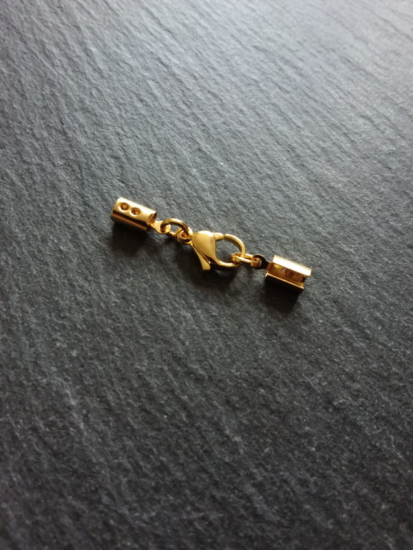 3 or 15 Gold Stainless Steel Crimp End Sets for 3mm to 3.5mm Cord Necklaces & Bracelets
