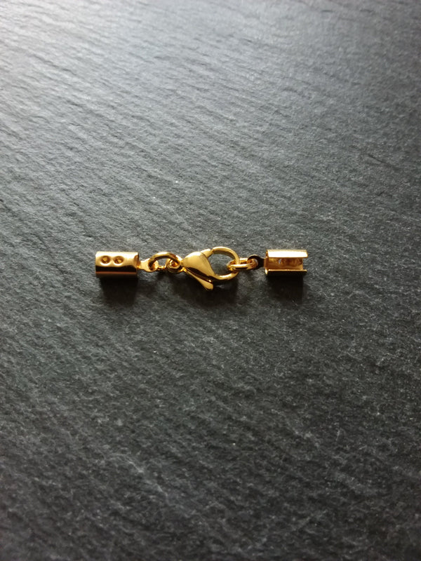 3 or 15 Gold Stainless Steel Crimp End Sets for 3mm to 3.5mm Cord Necklaces & Bracelets