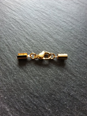 3 or 15 Gold Stainless Steel Crimp End Sets for 3mm to 3.5mm Cord Necklaces & Bracelets