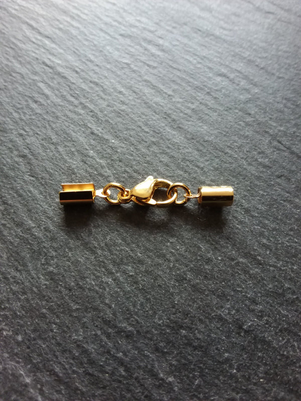3 or 15 Gold Stainless Steel Crimp End Sets for 3mm to 3.5mm Cord Necklaces & Bracelets