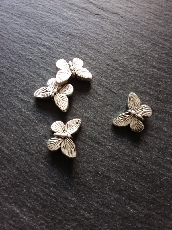 4 or 20 Butterfly Spacer Beads Antique Silver Tone 18x14x5mm Nickel FREE