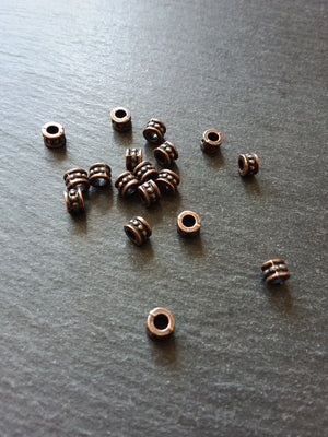 20 or 100 Antique Copper 6mm Diameter Column Spacer Beads 6x4mm Hole: 3.2mm
