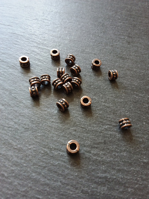 20 or 100 Antique Copper 6mm Diameter Column Spacer Beads 6x4mm Hole: 3.2mm