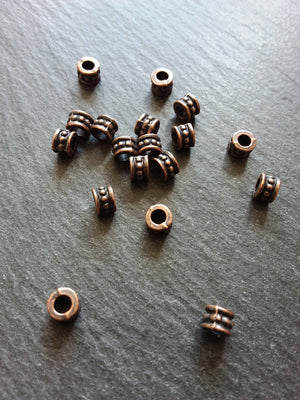 20 or 100 Antique Copper 6mm Diameter Column Spacer Beads 6x4mm Hole: 3.2mm