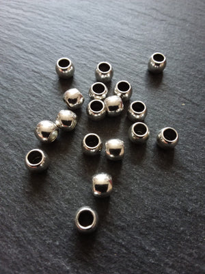 20 or 100 Silver Tone 7mm Smooth Plain Barrel Spacer Beads 7x6mm Hole: 4mm