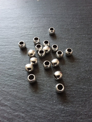 20 or 100 Silver Tone 7mm Smooth Plain Barrel Spacer Beads 7x6mm Hole: 4mm