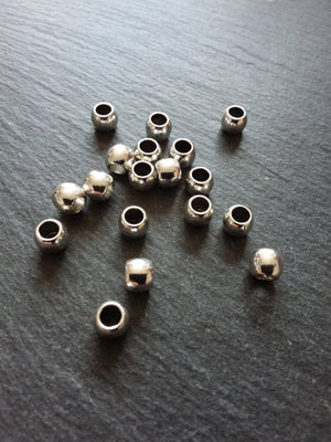 20 or 100 Silver Tone 7mm Smooth Plain Barrel Spacer Beads 7x6mm Hole: 4mm
