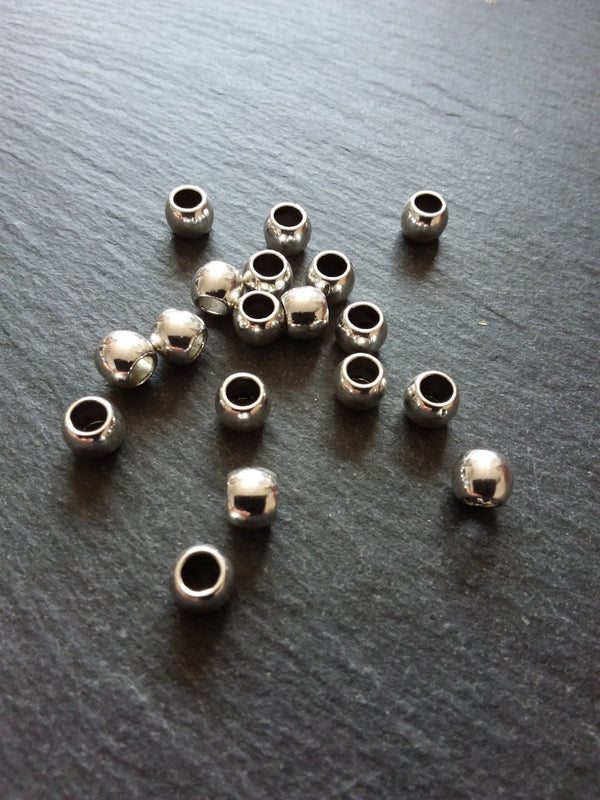 20 or 100 Silver Tone 7mm Smooth Plain Barrel Spacer Beads 7x6mm Hole: 4mm