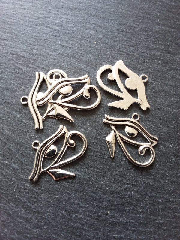 4 or 20 Eye of Horus Charms Egyptian Antique Silver Tone 33x26mm
