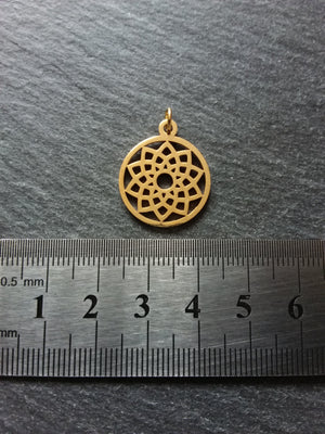 1 or 5 Gold Stainless Steel Sahasrara Crown Chakra Lotus Flower Charms Flat 22x19mm
