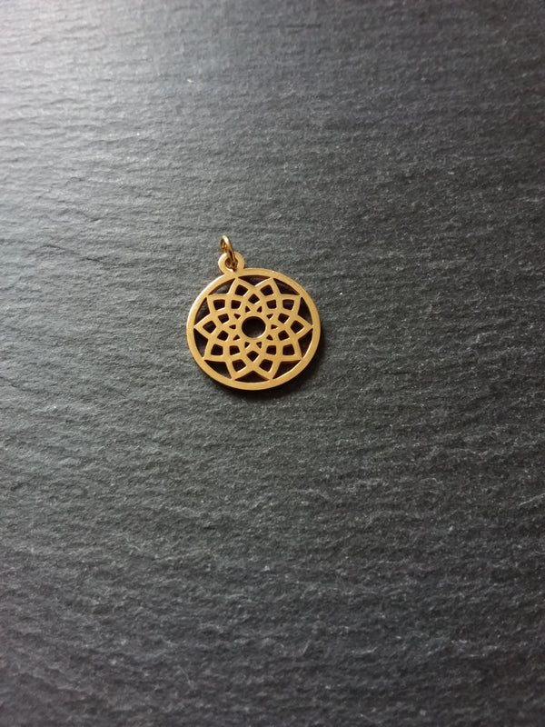 1 or 5 Gold Stainless Steel Sahasrara Crown Chakra Lotus Flower Charms Flat 22x19mm