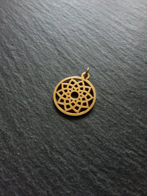 1 or 5 Gold Stainless Steel Sahasrara Crown Chakra Lotus Flower Charms Flat 22x19mm