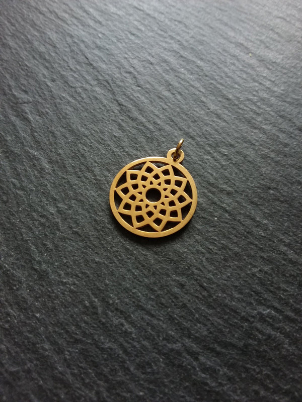 1 or 5 Gold Stainless Steel Sahasrara Crown Chakra Lotus Flower Charms Flat 22x19mm