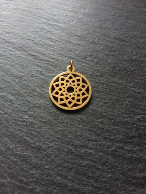 1 or 5 Gold Stainless Steel Sahasrara Crown Chakra Lotus Flower Charms Flat 22x19mm
