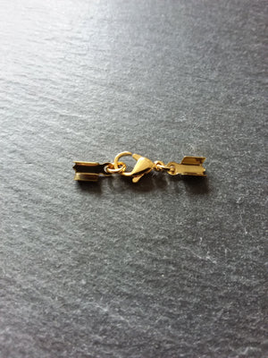 3 or 15 Gold Stainless Steel Folding Crimp End Sets for approx. 3mm Cord with Lobster Clasps