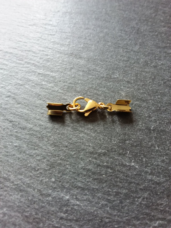 3 or 15 Gold Stainless Steel Folding Crimp End Sets for approx. 3mm Cord with Lobster Clasps