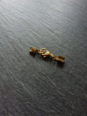 3 or 15 Gold Stainless Steel Folding Crimp End Sets for approx. 3mm Cord with Lobster Clasps