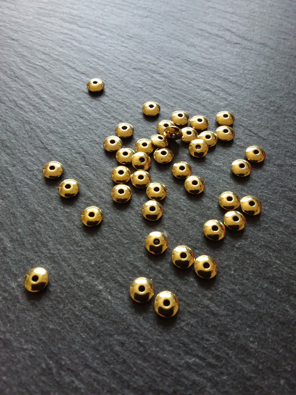 20 or 100 Gold Tone 6mm Plain Flying Saucer Shaped Spacer Beads 6x2mm Nickel FREE