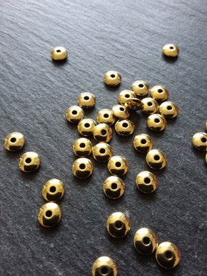 20 or 100 Gold Tone 6mm Plain Flying Saucer Shaped Spacer Beads 6x2mm Nickel FREE