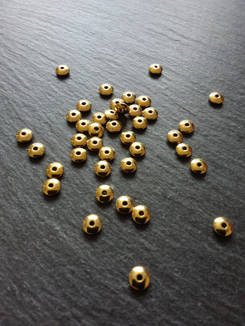 20 or 100 Gold Tone 6mm Plain Flying Saucer Shaped Spacer Beads 6x2mm Nickel FREE