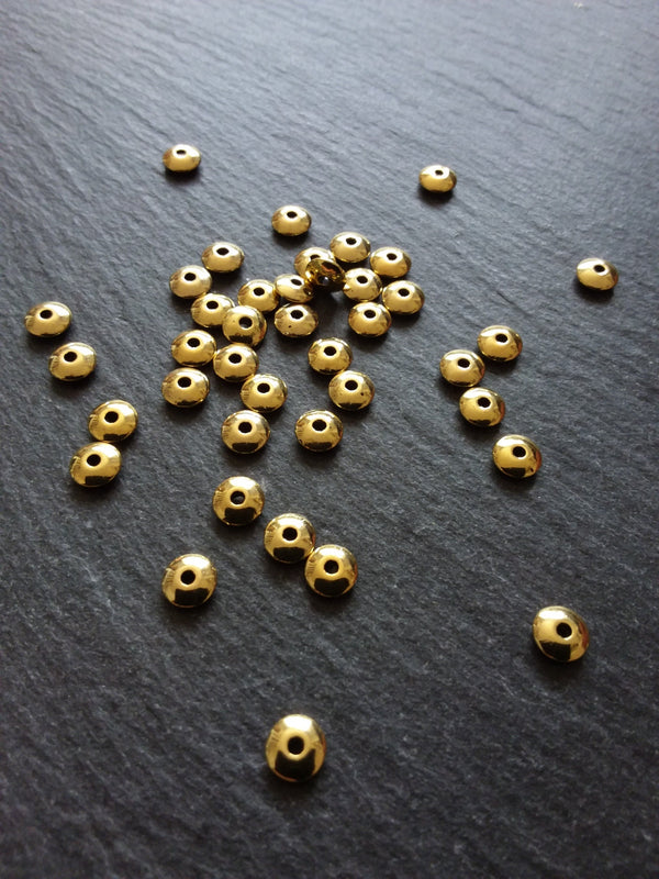20 or 100 Gold Tone 6mm Plain Flying Saucer Shaped Spacer Beads 6x2mm Nickel FREE