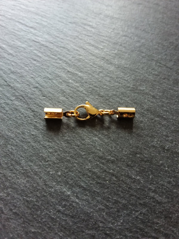 3 or 15 Gold Stainless Steel Crimp End Sets for 3mm to 3.5mm Cord Necklaces & Bracelets