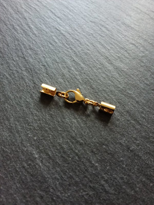 3 or 15 Gold Stainless Steel Crimp End Sets for 3mm to 3.5mm Cord Necklaces & Bracelets
