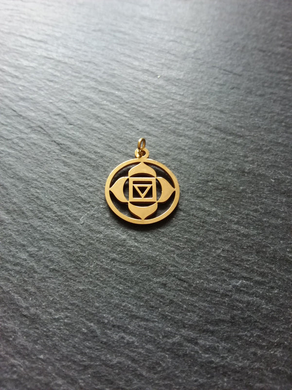 1 or 5 Golden Stainless Steel Muladhara Root Chakra Flower Charms Flat 22x19mm