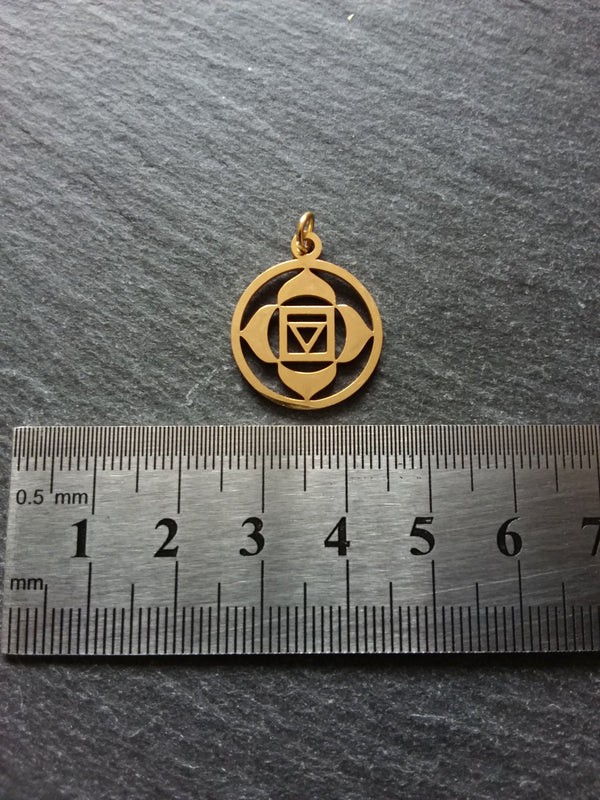 1 or 5 Golden Stainless Steel Muladhara Root Chakra Flower Charms Flat 22x19mm