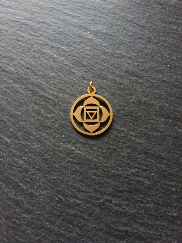1 or 5 Golden Stainless Steel Muladhara Root Chakra Flower Charms Flat 22x19mm