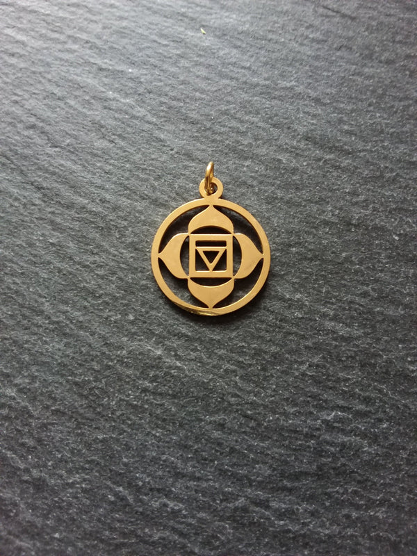 1 or 5 Golden Stainless Steel Muladhara Root Chakra Flower Charms Flat 22x19mm