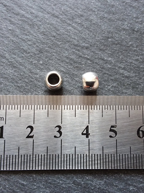 20 or 100 Silver Tone 7mm Smooth Plain Barrel Spacer Beads 7x6mm Hole: 4mm