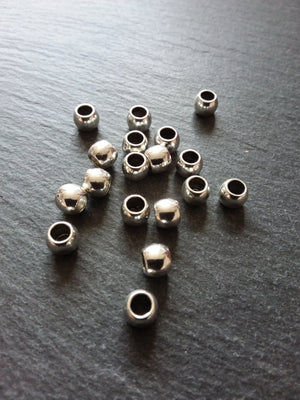 20 or 100 Silver Tone 7mm Smooth Plain Barrel Spacer Beads 7x6mm Hole: 4mm