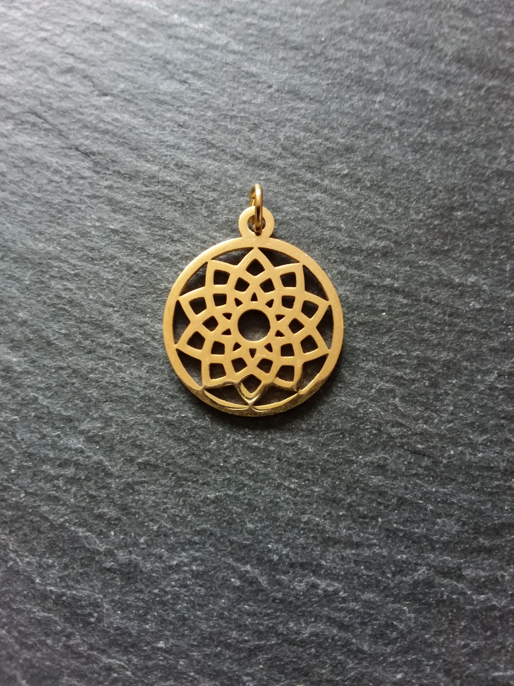 1 or 5 Gold Stainless Steel Sahasrara Crown Chakra Lotus Flower Charms Flat 22x19mm