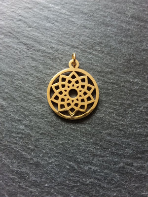 1 or 5 Gold Stainless Steel Sahasrara Crown Chakra Lotus Flower Charms Flat 22x19mm