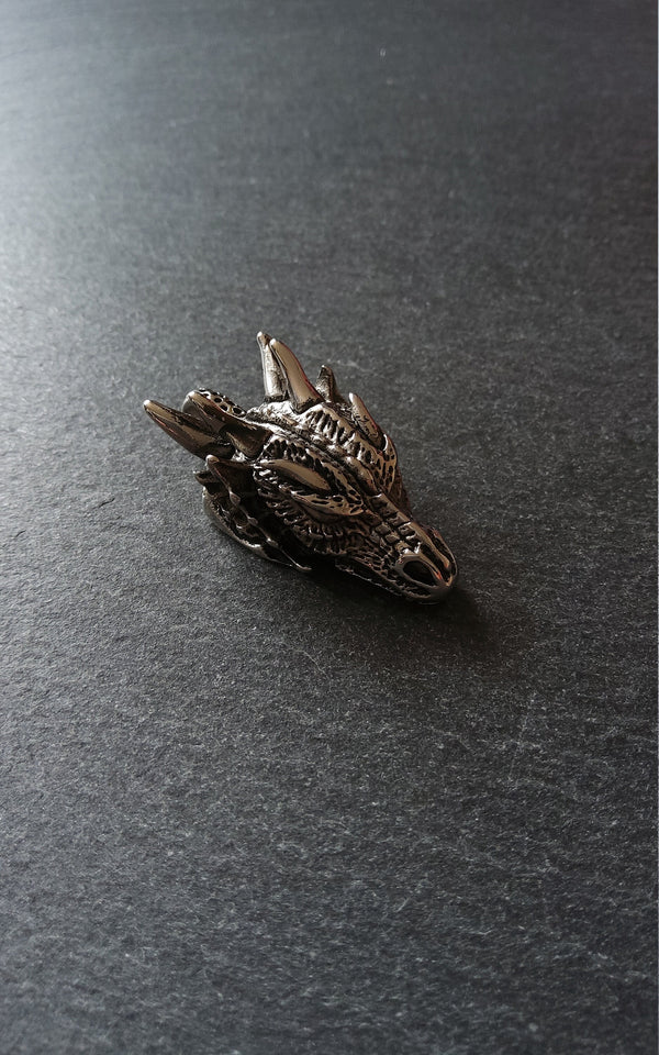 1 or 5 Large Dragon Head Pendant Antique Silver Stainless Steel 45x22x17mm