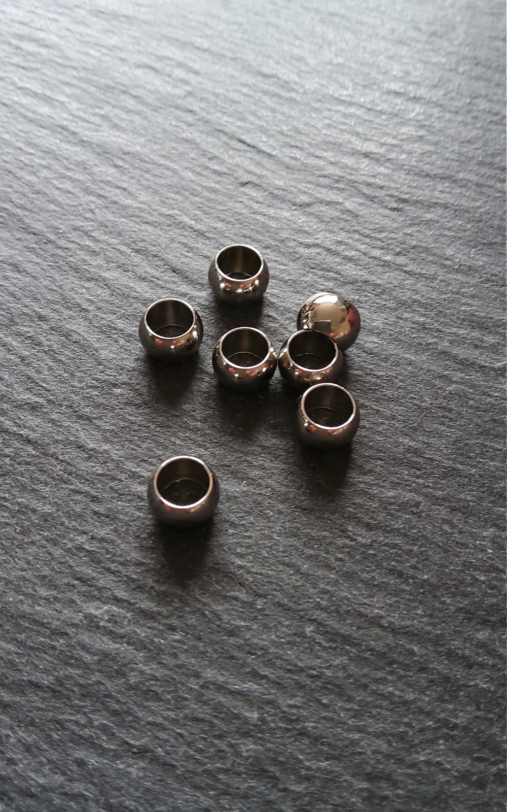 10 or 50 Stainless Steel 8mm Barrel Beads Smooth Solid Round Spacer 8x5mm. Large 5mm Hole