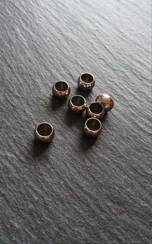 10 or 50 Stainless Steel 8mm Barrel Beads Smooth Solid Round Spacer 8x5mm. Large 5mm Hole