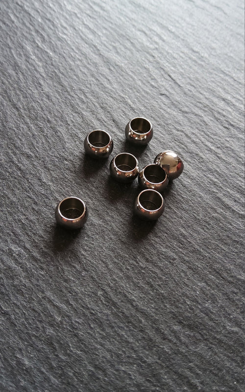 10 or 50 Stainless Steel 8mm Barrel Beads Smooth Solid Round Spacer 8x5mm. Large 5mm Hole