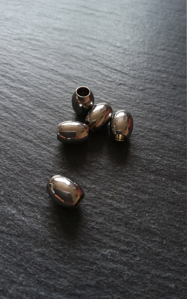 2 or 10 Stainless Steel 10mm Long Barrel Beads Smooth Solid Spacer 10x8mm. Large 4mm Hole