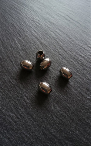 2 or 10 Stainless Steel 10mm Long Barrel Beads Smooth Solid Spacer 10x8mm. Large 4mm Hole
