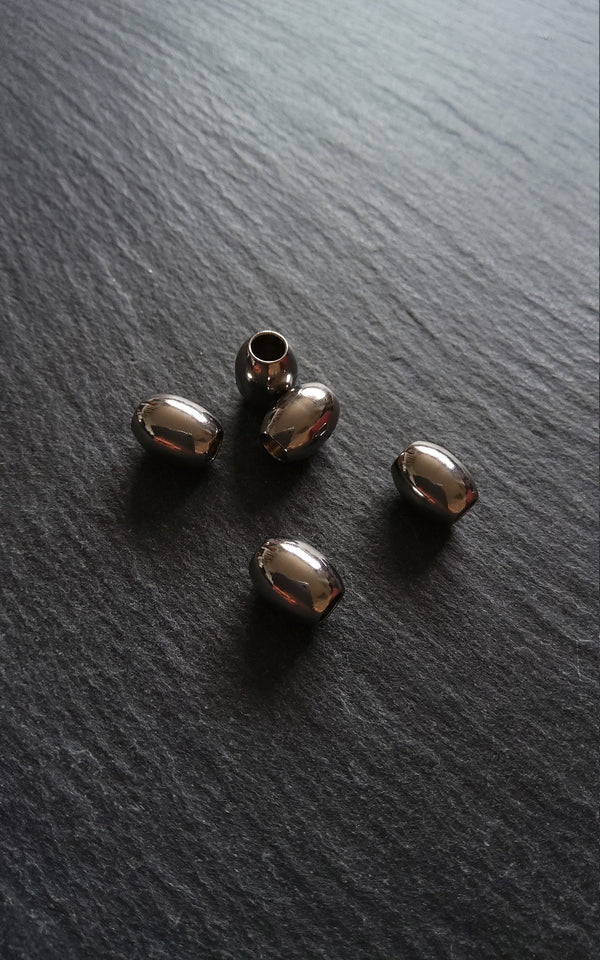 2 or 10 Stainless Steel 10mm Long Barrel Beads Smooth Solid Spacer 10x8mm. Large 4mm Hole