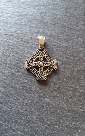Celtic Knot Cross Round Pendant Stainless Steel 31x27x4mm - ContentedCatz