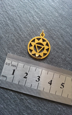 1 or 5 Golden Stainless Steel Manipura Solar Plexus Chakra Charms Flat 22x19mm