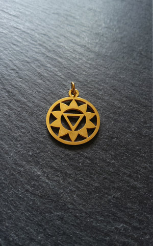 1 or 5 Golden Stainless Steel Manipura Solar Plexus Chakra Charms Flat 22x19mm