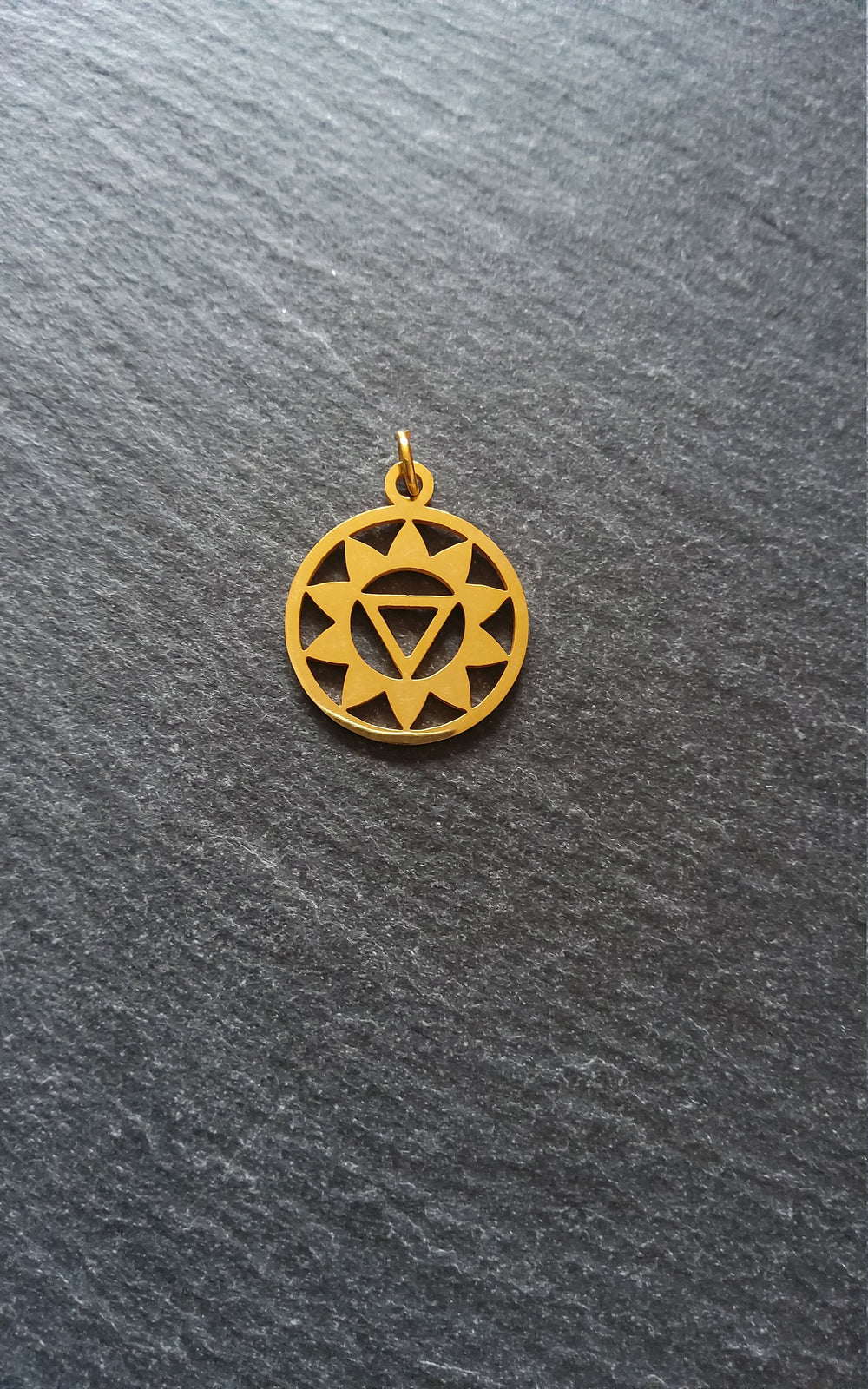 1 or 5 Golden Stainless Steel Manipura Solar Plexus Chakra Charms Flat 22x19mm