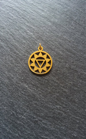 1 or 5 Golden Stainless Steel Manipura Solar Plexus Chakra Charms Flat 22x19mm