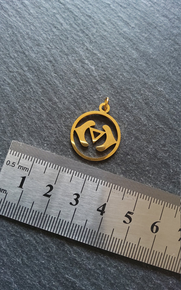 1 or 5 Golden Stainless Steel Ajna Third Eye Chakra Charms Flat 22x19mm